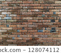 Brick of the wall and cement, The bricks are arranged neatly and glued with cement to form a wall 128074112