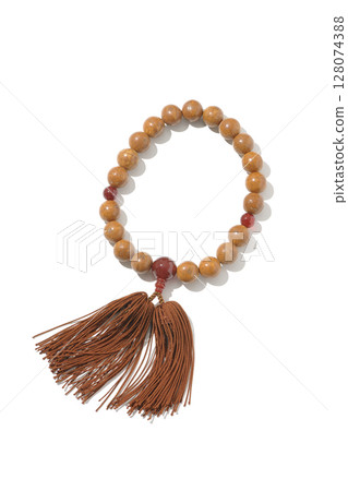 A single shot of prayer beads on a white background A single shot of prayer beads on a white background 128074388
