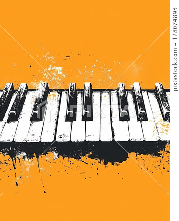 Piano keys in orange poster 128074893