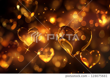 Stunning 3d golden hearts background perfect for valentines day love themes 128075681