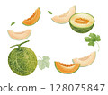 Watercolor melon frame 128075847