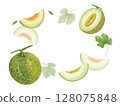 Watercolor melon frame 128075848