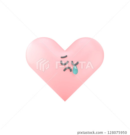3D illustration of a crying heart shape. Concept of stress and emotional pain 3D illustration of a crying heart shape. Concept of stress and emotional pain 128075950