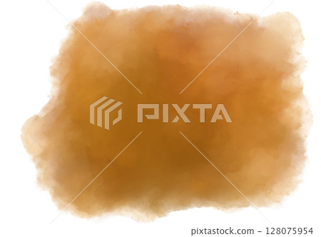 Yellow brown orange watercolor wet brush paint texture artistic background bubble illustration 128075954