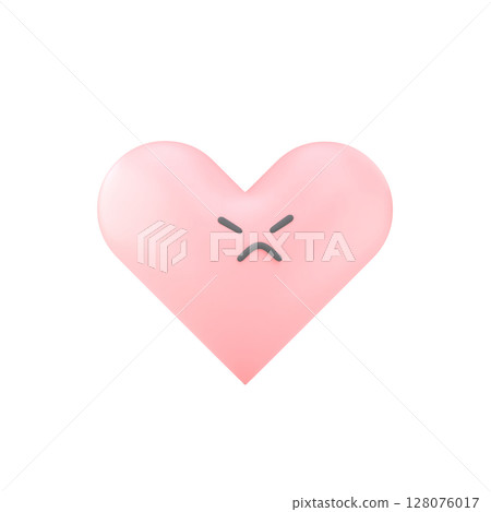 3d illustration of an angry face in heart shape. Stress concept 128076017