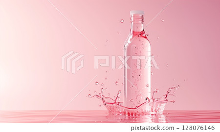 Bootle drink tin blank container in water with splashing bubble for mockup promotion product 128076146