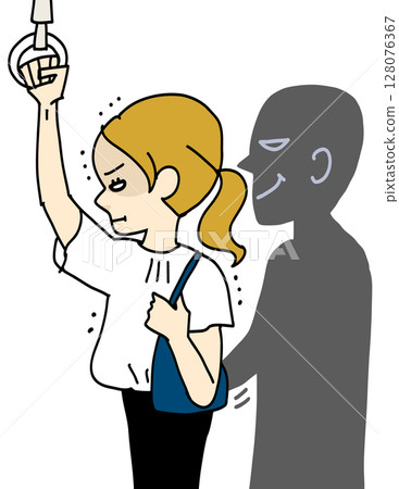 A woman freezes after being molested in a car 128076367