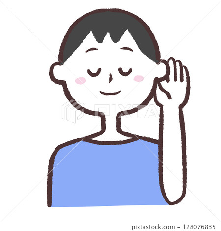 Illustration of a man listening carefully Illustration of a man listening carefully 128076835