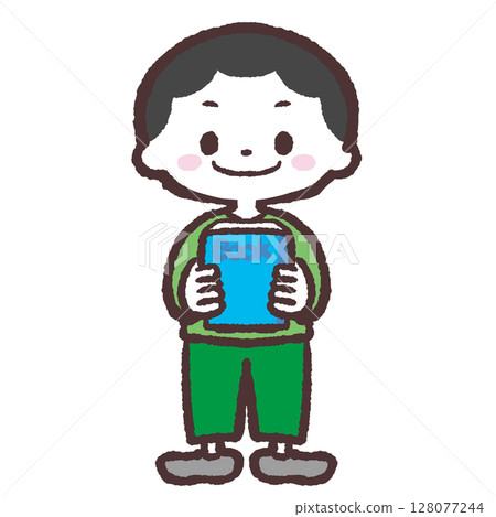 Illustration of a boy holding a book 128077244