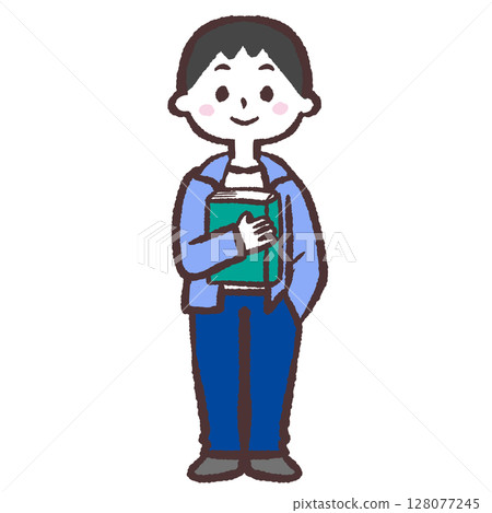 一名男子拿著一本書的插圖 128077245