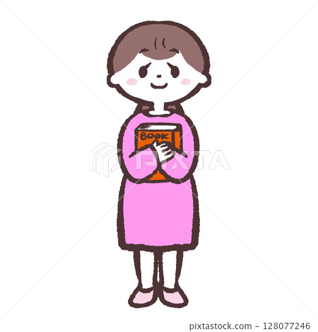 一位女士抱著一本書的插圖 128077246
