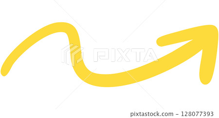 單線手繪箭頭 4(黃色)的插圖 單線手繪箭頭 4(黃色)的插圖 128077393