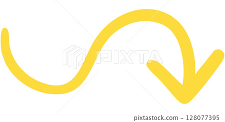Illustration of a single-line hand-drawn arrow 6 (yellow) 128077395