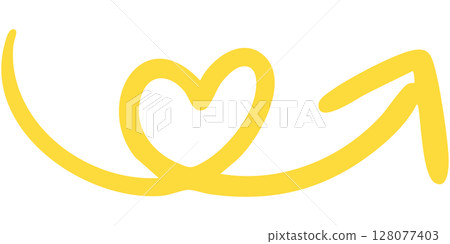 Illustration of a single-line hand-drawn arrow 13 (yellow) Illustration of a single-line hand-drawn arrow 13 (yellow) 128077403
