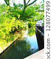 柳川水道倒映著新綠與藍天的美麗風景 128077499