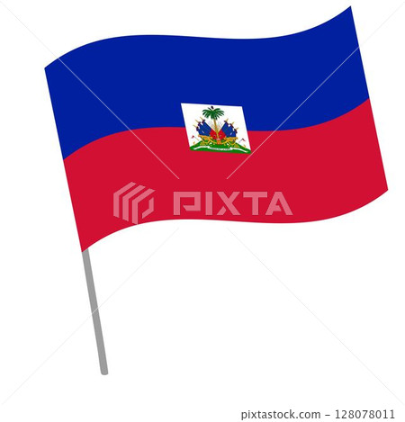 Haiti national flag flutters with flagpole Haiti national flag flutters with flagpole 128078011