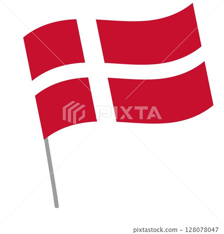 Denmark national flag flutters with flagpole Denmark national flag flutters with flagpole 128078047