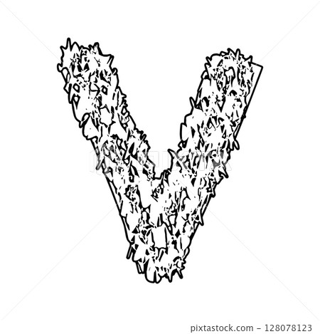 Decorative letter with bizarre neoplasm. Vector font. Decorative letter with bizarre neoplasm. Vector font. 128078123