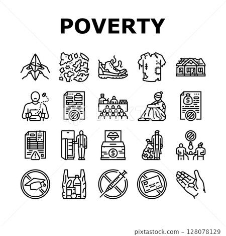 poverty inequality unemployment icons set vector poverty inequality unemployment icons set vector 128078129