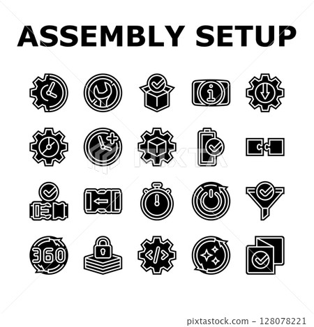assembly setup product icons set vector 128078221