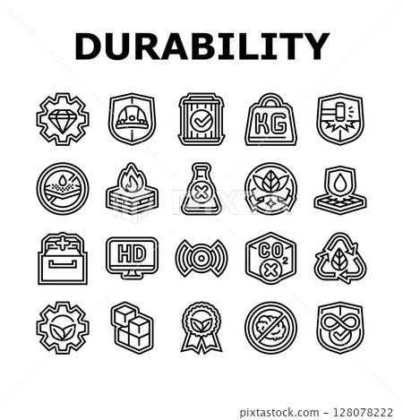 strength durability product icons set vector 128078222