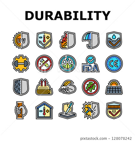 protection durability product icons set vector 128078242