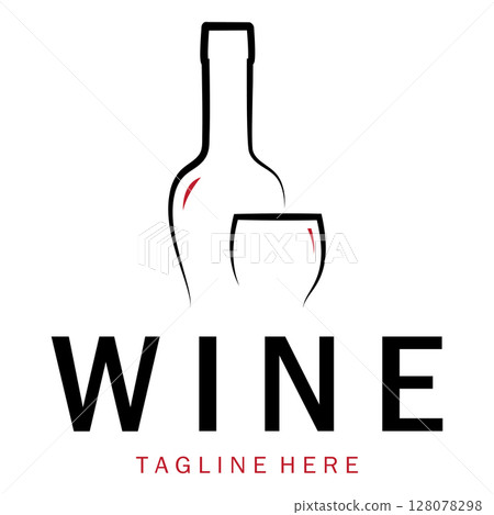 Wine logo with wine glasses and bottles.for night clubs,bars,cafe and wine shops. Wine logo with wine glasses and bottles.for night clubs,bars,cafe and wine shops. 128078298