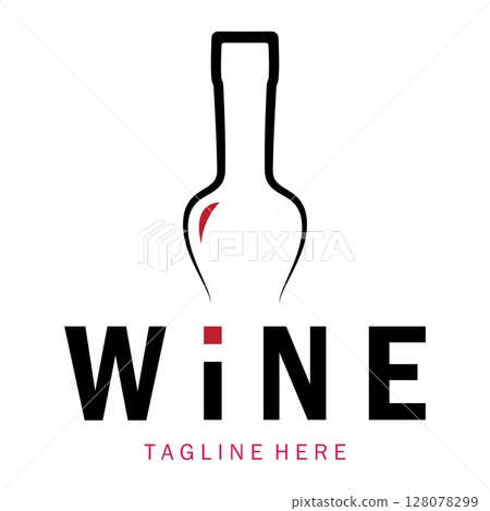 Wine logo with wine glasses and bottles.for night clubs,bars,cafe and wine shops. 128078299