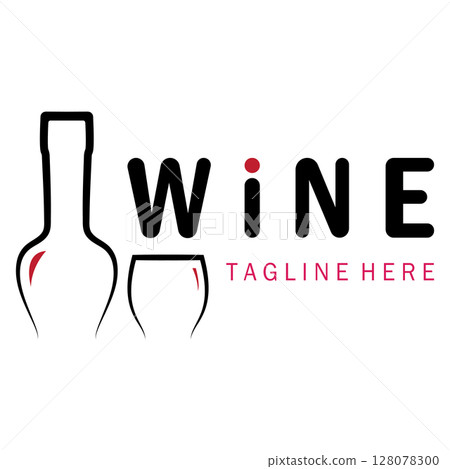 Wine logo with wine glasses and bottles.for night clubs,bars,cafe and wine shops. Wine logo with wine glasses and bottles.for night clubs,bars,cafe and wine shops. 128078300