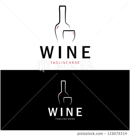 Wine logo with wine glasses and bottles.for night clubs,bars,cafe and wine shops. Wine logo with wine glasses and bottles.for night clubs,bars,cafe and wine shops. 128078314