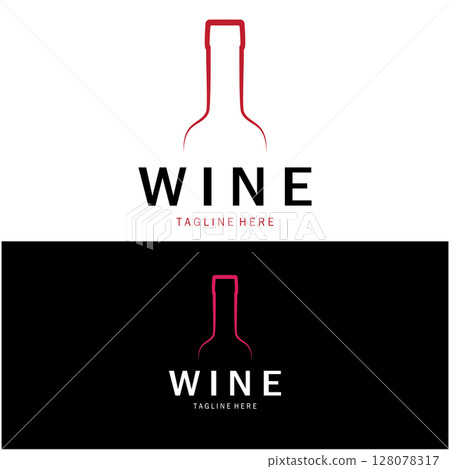 Wine logo with wine glasses and bottles.for night clubs,bars,cafe and wine shops. Wine logo with wine glasses and bottles.for night clubs,bars,cafe and wine shops. 128078317