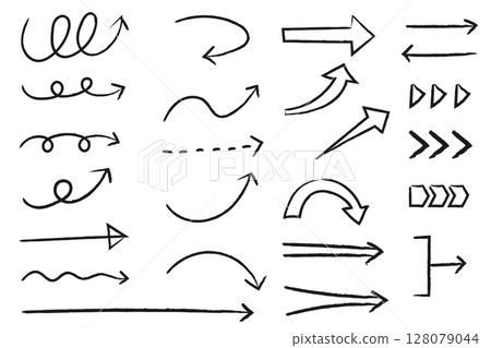 A set of faded, hand-drawn arrows - Grunge style arrows A set of faded, hand-drawn arrows - Grunge style arrows 128079044