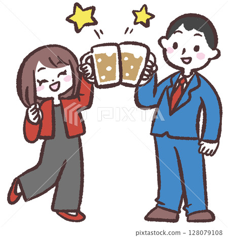 敬酒男性和女性例證 128079108