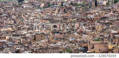 從摩洛哥菲斯的馬林王朝公墓俯瞰麥地那 128079204