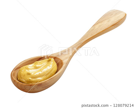 Wooden Spoon with Mustard 128079214