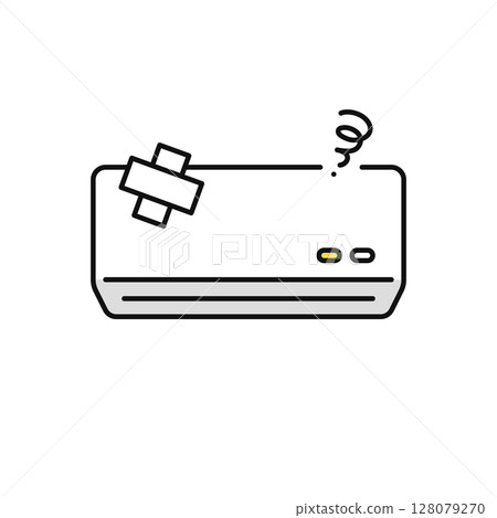Simple vector icon illustration of a broken air conditioner Simple vector icon illustration of a broken air conditioner 128079270