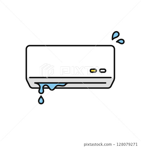 Simple vector icon illustration of a leaking air conditioner 128079271