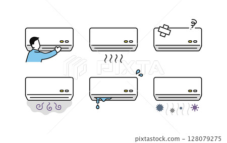 Simple vector icon illustration set of air conditioner, cooling and cooler troubles 128079275