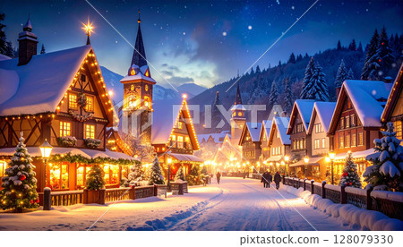 Christmas Snow AI Generation Background 128079330