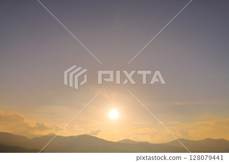 Sunset sky, sunset, clouds, mountains 128079441