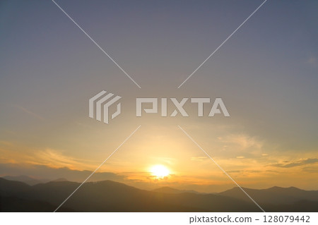 Sunset sky, sunset, clouds, mountains 128079442