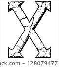 Grunge style letter X. Rough initial. 128079477