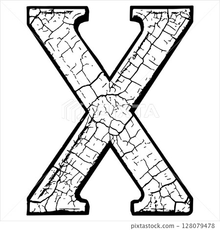 Grunge style letter X. Rough initial. Grunge style letter X. Rough initial. 128079478