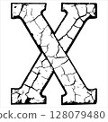 Grunge style letter X. Rough initial. 128079480