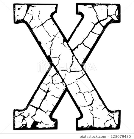 Grunge style letter X. Rough initial. Grunge style letter X. Rough initial. 128079480