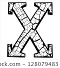 Grunge style letter X. Rough initial. 128079483