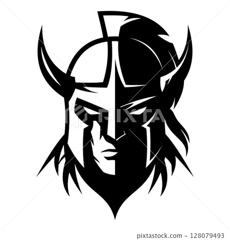 Warrior head. Brand mascot. Logo template. Company identity icon. 128079493