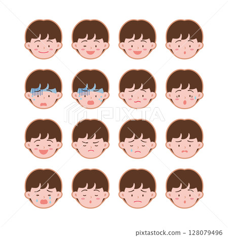 Face Icon: Various facial expressions of boys Face Icon: Various facial expressions of boys 128079496