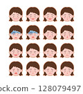 Face Icons: Various facial expressions of girls 128079497