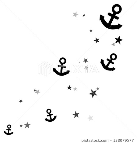 Black anchor and star illustration Black anchor and star illustration 128079577